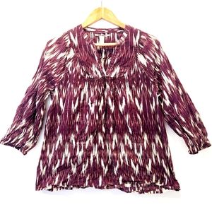 Lucky Brand Ikat Pattern Smocked Top